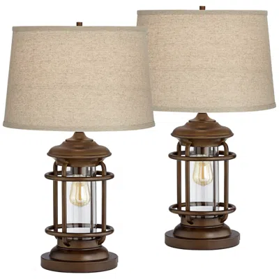 Franklin Iron Works Andreas 26" Lantern Night Light Usb Lamps Set Of 2