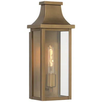 Franklin Iron Works Andres 15" High Aged Brass Pocket Lantern Outdoor Wall Light