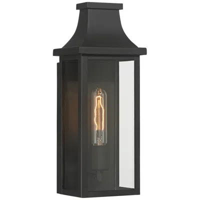 Franklin Iron Works Andres 15" High Textured Black Pocket Lantern Outdoor Wall Light