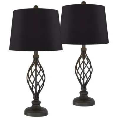 Franklin Iron Works Annie 28" Black Scroll Table Lamps Set Of 2