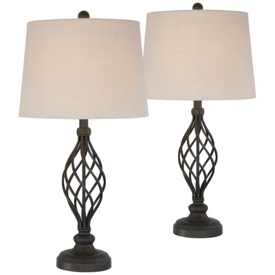 Franklin Iron Works Annie Iron Scroll Lamps Set Of 2 With Table Top Dimmers