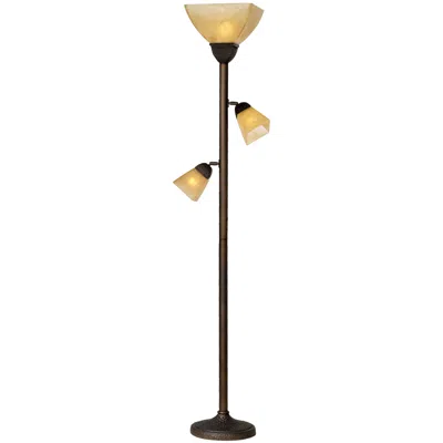 Franklin Iron Works Antonio 71 1/2" Bronze And Champagne Glass Torchiere Floor Lamp