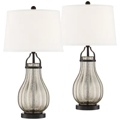 Franklin Iron Works Arian Bronze And Mercury Glass Table Lamps Set Of 2
