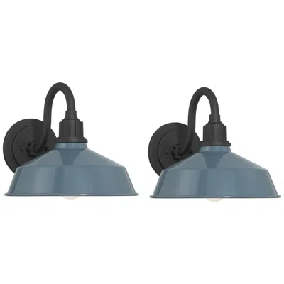 Franklin Iron Works Arnett 10 1/2" High Denim Blue Outdoor Barn Wall Light Set Of 2