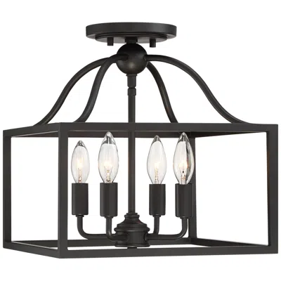 Franklin Iron Works Baxter 13" Black Open Cage 4-light Ceiling Light
