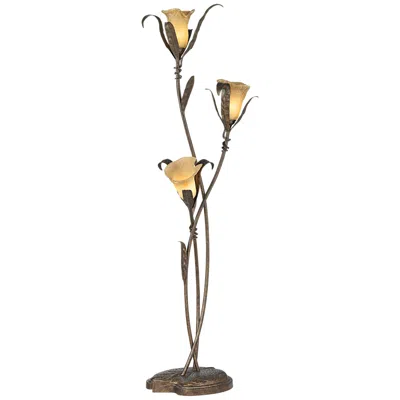 Franklin Iron Works Bronze And Gold Intertwined Lilies Floor Lamp With Socket