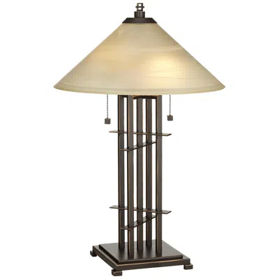 Franklin Iron Works Bronze Planes 'n' Posts 23 1/2" Table Lamp