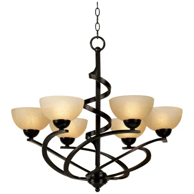 Franklin Iron Works Bronzeador 27 1/2"w Dark Mocha Ribbon Chandelier