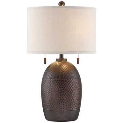 Franklin Iron Works Byron 27 1/2" Hammered Bronze Pull Chain Lamp