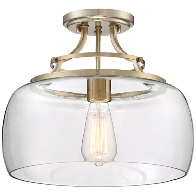 Franklin Iron Works Charleston 13 1/2" Clear Glass Led Ceiling Light