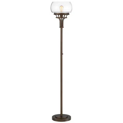 Franklin Iron Works Charleston 72 1/2" Industrial Bronze Torchiere Floor Lamp