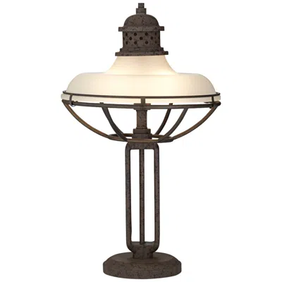 Franklin Iron Works Dome Glass Industrial Table Lamp With Usb Cord Dimmer