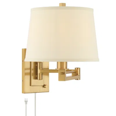 Franklin Iron Works Easley 15" High Warm Gold Plug-in Swing Arm Wall Lamp