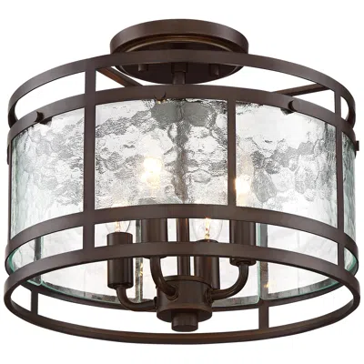 Franklin Iron Works Elwood 13 1/4" Oil-rubbed Bronze Water Glass 4-light Ceiling Light