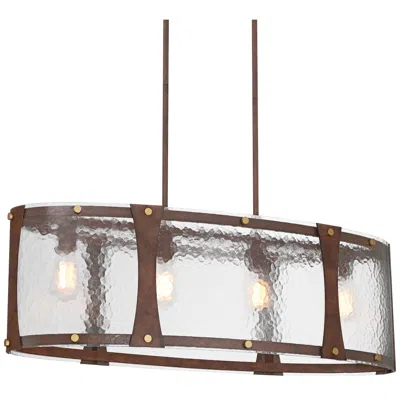 Franklin Iron Works Fable 36" Wide Rust Brown And Antique Brass 4-light Chandelier