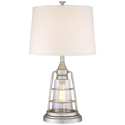 Franklin Iron Works Fisher Galvanized Metal Night Light Lantern Table Lamp