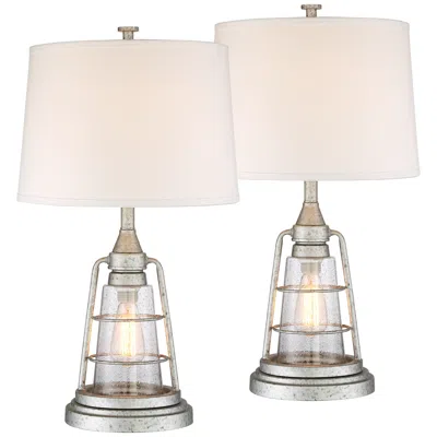 Franklin Iron Works Fisher Metal Night Light Table Lamps Set Of 2