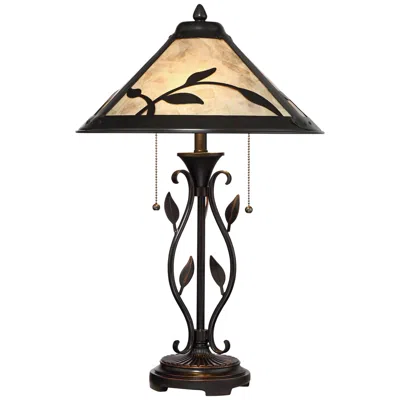 Franklin Iron Works Franklin Iron 23 3/4" Leaf And Vine Mica Shade Lamp With Cord Dimmer