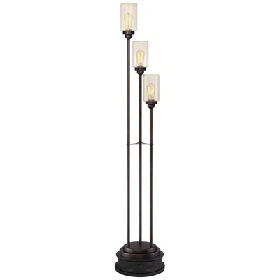 Franklin Iron Works Franklin Iron 70.4" Bronze Seeded Glass 3-light Floor Lamp With Riser
