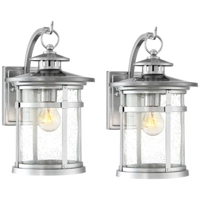 Franklin Iron Works Franklin Iron Callaway 11 3/4" Chrome Lantern Outdoor Lights Set Of 2