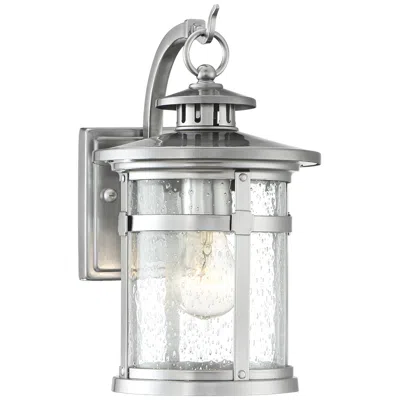 Franklin Iron Works Franklin Iron Callaway 14 1/2" Chrome Seeded Glass Outdoor Wall Light