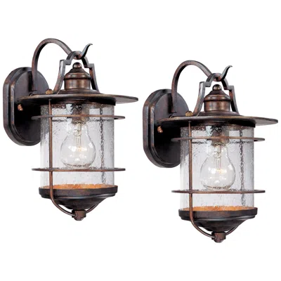 Franklin Iron Works Franklin Iron Casa Mirada 12" Bronze Outdoor Wall Lights Set Of 2