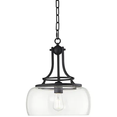 Franklin Iron Works Franklin Iron Charleston 13 1/2" Black And Clear Glass Pendant Light