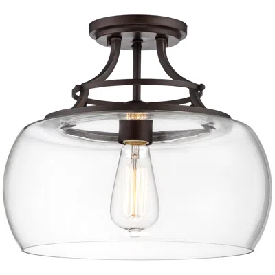Franklin Iron Works Franklin Iron Charleston 13 1/2" Bronze Clear Glass Led Ceiling Light