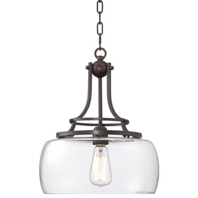 Franklin Iron Works Franklin Iron Charleston 13 1/2" Clear Glass And Bronze Pendant Light