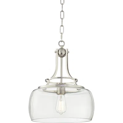 Franklin Iron Works Franklin Iron Charleston 13 1/2" Nickel Clear Glass Led Pendant Light