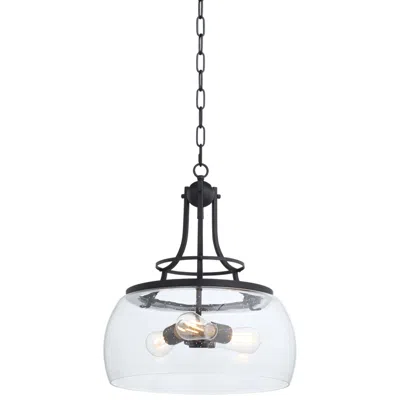 Franklin Iron Works Franklin Iron Charleston 16" Black Farmhouse 3-light Led Pendant Light