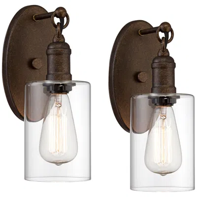 Franklin Iron Works Franklin Iron Cloverly 11 3/4" High Bronze Led Wall Sconce Set Of 2