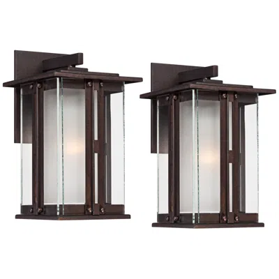 Franklin Iron Works Franklin Iron Fallbrook 11 3/4" Bronze Outdoor Wall Lights Set Of 2