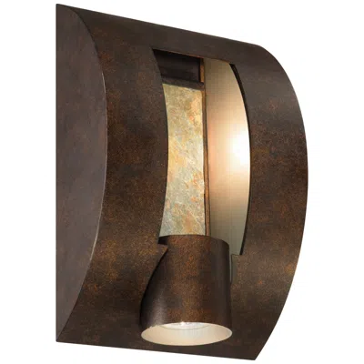 Franklin Iron Works Franklin Iron Framed Slate 12" High Bronze 3-light Outdoor Wall Light