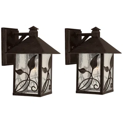 Franklin Iron Works Franklin Iron French Garden 10 1/2" Bronze Outdoor Wall Light Set Of 2