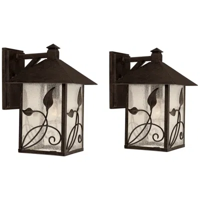 Franklin Iron Works Franklin Iron French Garden 12 1/2" Bronze Outdoor Wall Light Set Of 2