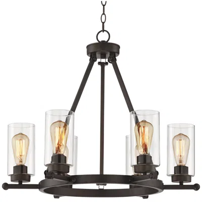 Franklin Iron Works Franklin Iron Holman 26 3/4" Rustic Bronze 6-light Ring Chandelier