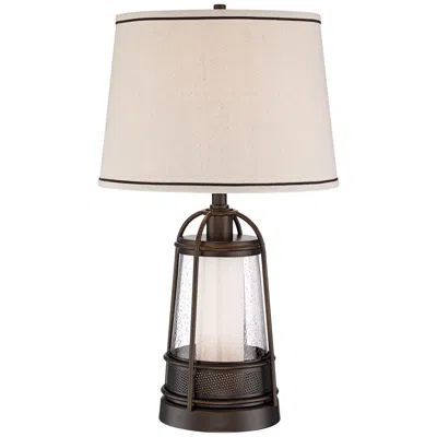 Franklin Iron Works Franklin Iron Hugh 26" High Bronze Lantern Table Lamp With Night Light