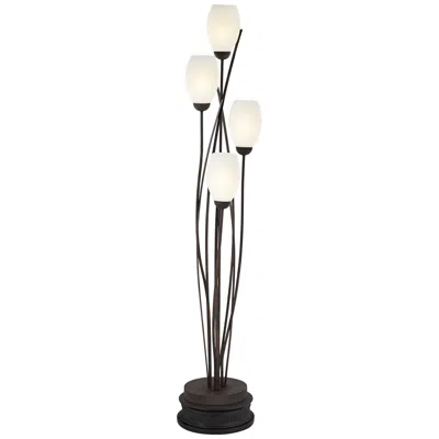 Franklin Iron Works Franklin Iron Jareth 77 1/2" Tulip Glass Floor Lamp With Black Riser