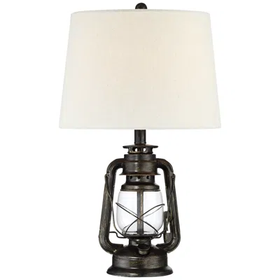 Franklin Iron Works Franklin Iron Murphy 23" Weathered Bronze Miner Lantern Table Lamp