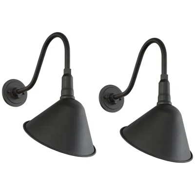 Franklin Iron Works Franklin Iron Neihart 18" Rustic Black Rlm Outdoor Lights Set Of 2