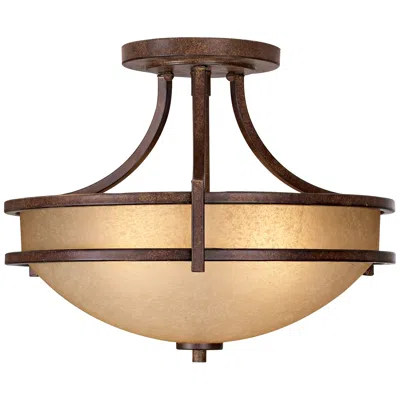 Franklin Iron Works Franklin Iron Oak Valley 18" Wide Bronze And Scavo Glass Ceiling Light