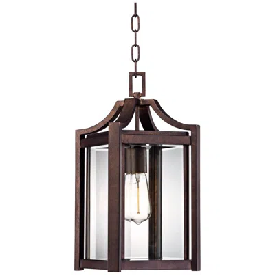 Franklin Iron Works Franklin Iron Rockford 17 1/4" Glass And Bronze Outdoor Hanging Light