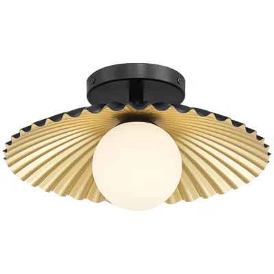 Franklin Iron Works Franklin Iron Rosa 11 1/2" Wide Matte Black And Gold Led Ceiling Light