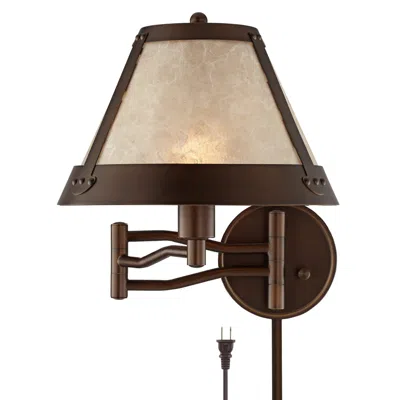 Franklin Iron Works Franklin Iron Samuel 14" High Mica Shade Plug-in Swing Arm Wall Lamp