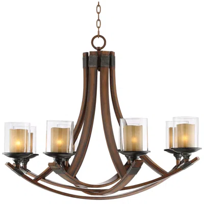 Franklin Iron Works Franklin Iron Tafford 37 3/4" Mahogany 8-light Double Glass Chandelier