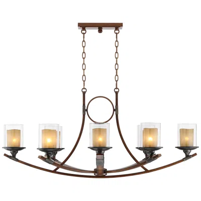 Franklin Iron Works Franklin Iron Tafford 43 1/4" Mahogany Kitchen Island Light Chandelier