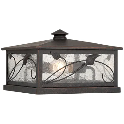 Franklin Iron Works French Garden 13" Wide Bronze And Seeded Glass Pier Mount Light