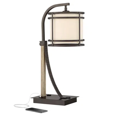 Franklin Iron Works Gentry 25" Bronze Mission Outlet And Usb Desk Lamp