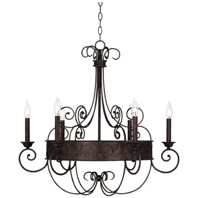 Franklin Iron Works Geralt 30" Wide Rust Candelabra Chandelier